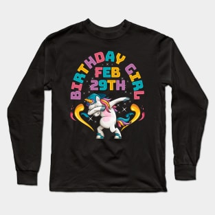 Birthday Girl Unicorn Leap Year February 29th Long Sleeve T-Shirt